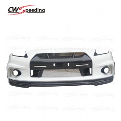 WALD STYLE HALF CARBON FIBER FRONT BUMPER FOR 2008-2016 NISSAN GTR R35